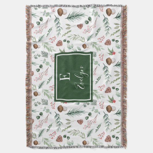 Sage Green Holiday Personalized Throw Blanket Deken (Voorkant Verticaal)