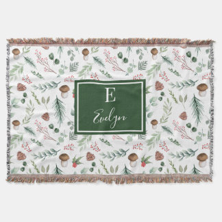 Sage Green Holiday Personalized Throw Blanket Deken