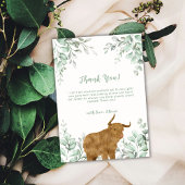 Sage Green Holy Koe Boho Greenery Baby shower Bedankkaart