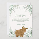 Sage Green Holy Koe Boho Greenery Baby shower Bedankkaart (Voorkant)