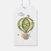Sage Green Hot Air Ballon Baby shower Hartelijk da Cadeaulabel (Achterkant)