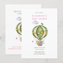 Sage Green Hot Air ballon Floral Girl Baby shower