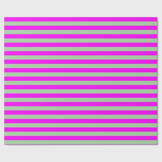 Sage Green Hot Pink Stripe Pattern Modern Cadeaupapier (Vlak)