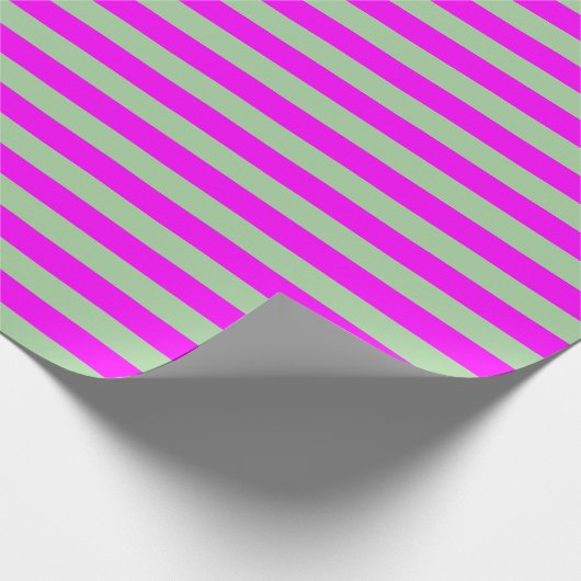 Sage Green Hot Pink Stripe Pattern Modern Cadeaupapier (Hoek)