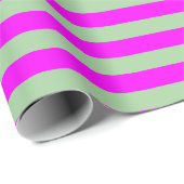Sage Green Hot Pink Stripe Pattern Modern Cadeaupapier (Rol Hoek)