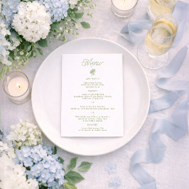 Sage Green Hydrangea 5x7 Wedding Menu Card Kaart
