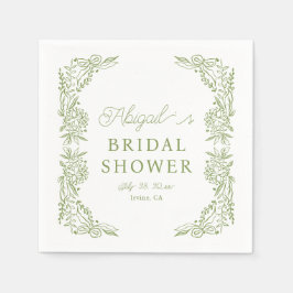Sage Green Hydrangea Bridal Shower Napkin Servet