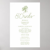 Sage Green Hydrangea Drinks Menu Sign Poster (Voorkant)