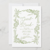 Sage Green Hydrangea Guest Book Table Sign Kaart (Voorkant)