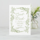 Sage Green Hydrangea Guest Book Table Sign Kaart (Staand voorkant)