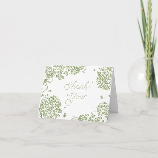 Sage Green Hydrangea Thank You Card Bedankkaart (Voorkant)