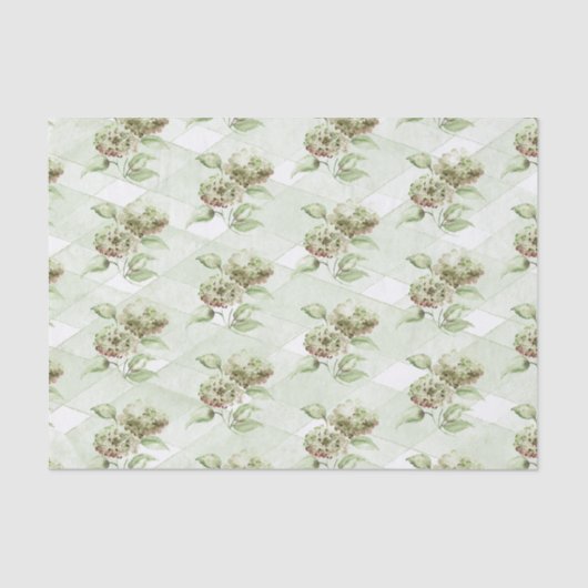 Sage Green Hydrangea Tissue Paper Tissuepapier (Voorkant)