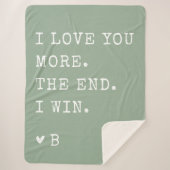 Sage Green I Love You Meer Valentijnsdag Cadeaus Sherpa Deken (Voorkant)