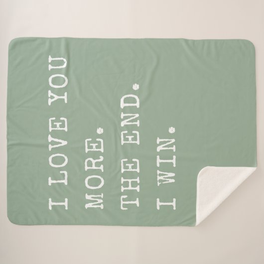 Sage Green I Love You Meer Valentijnsdag Cadeaus Sherpa Deken (Voorkant (horizontaal))