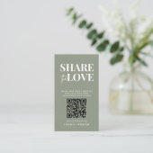 Sage Green I Spy Wedding | Deel de liefde QR-code Informatiekaartje (Staand voorkant)