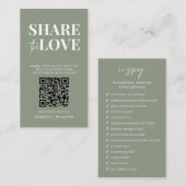 Sage Green I Spy Wedding | Deel de liefde QR-code Informatiekaartje (Voorkant / Achterkant)