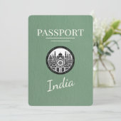 Sage Green India Passport Bewaar de datum Save The Date (Staand voorkant)