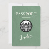 Sage Green India Passport Bewaar de datum Save The Date (Voorkant)