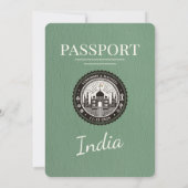 Sage Green India Passport Uitnodiging voor het Huw (Achterkant)