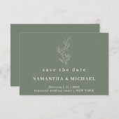 Sage Green Indie Autumn Floral Save date modern Kaart (Voorkant / Achterkant)