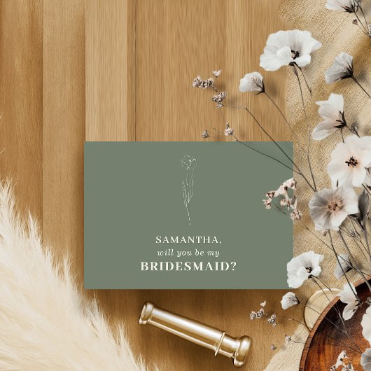 Sage green Indie bohem word m'n bruidsmeisje. Kaart