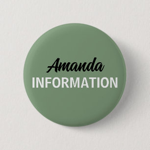 Sage Green Informatie Vrijwilliger Ronde Button 5,7 Cm
