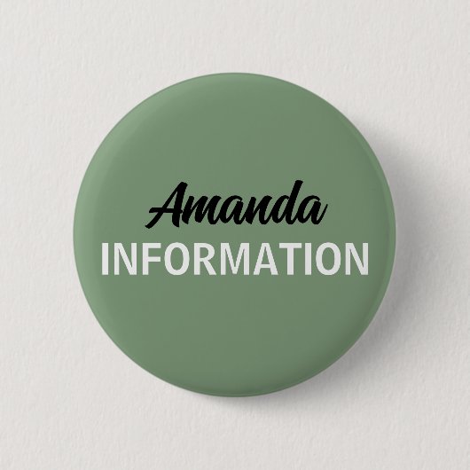 Sage Green Informatie Vrijwilliger Ronde Button 5,7 Cm (Voorkant)