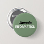 Sage Green Informatie Vrijwilliger Ronde Button 5,7 Cm (Voorkant /achterkant)