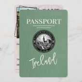 Sage Green Ireland Passport Save the Date (Voorkant / Achterkant)