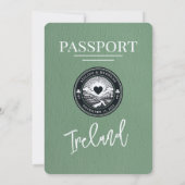 Sage Green Ireland Passport Wedding Kaart (Achterkant)