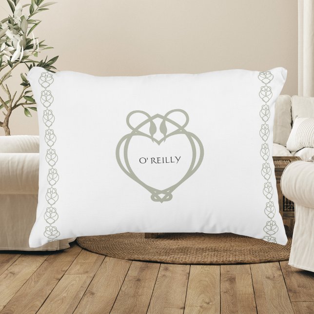 Sage Green Irish Celtic Swan Love Knot Family Name Accent Kussen (Creator heeft geüpload)