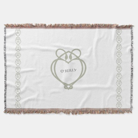 Sage Green Irish Celtic Swan Love Knot Family Name Deken (Voorkant)