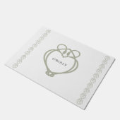 Sage Green Irish Celtic Swan Love Knot Family Name Deurmat (Schuin)