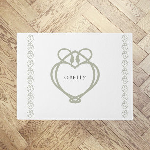 Sage Green Irish Celtic Swan Love Knot Family Name Deurmat