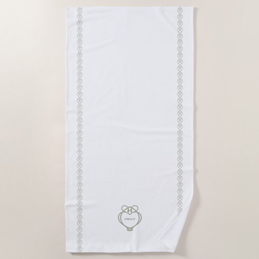 Sage Green Irish Celtic Swan Love Knot Family Name Strandlaken (Voorkant)