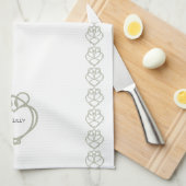 Sage Green Irish Celtic Swan Love Knot Family Name Theedoek (Quarter Fold)