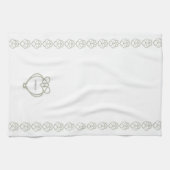 Sage Green Irish Celtic Swan Love Knot Family Name Theedoek (Horizontaal)