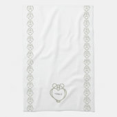 Sage Green Irish Celtic Swan Love Knot Family Name Theedoek (Verticaal)