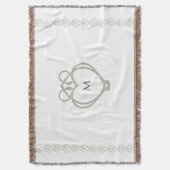 Sage Green Irish Celtic Swan Love Knot Monogram Deken (Voorkant Verticaal)