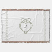 Sage Green Irish Celtic Swan Love Knot Monogram Deken (Voorkant)