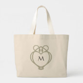 Sage Green Irish Celtic Swan Love Knot Monogram Grote Tote Bag (Achterkant)
