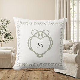 Sage Green Irish Celtic Swan Love Knot Monogram Kussen