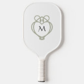 Sage Green Irish Celtic Swan Love Knot Monogram Pickleball Paddle (Achterkant)