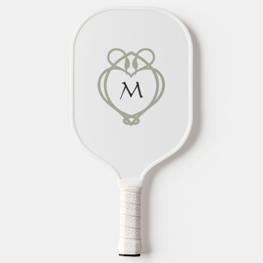 Sage Green Irish Celtic Swan Love Knot Monogram Pickleball Paddle (Achterkant)