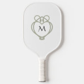 Sage Green Irish Celtic Swan Love Knot Monogram Pickleball Paddle (Voorkant)