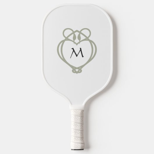 Sage Green Irish Celtic Swan Love Knot Monogram Pickleball Paddle (Voorkant)