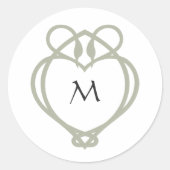 Sage Green Irish Celtic Swan Love Knot Monogram Ronde Sticker (Voorkant)