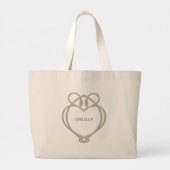 Sage Green Irish Celtic Swan Love Knot Surname Grote Tote Bag (Achterkant)