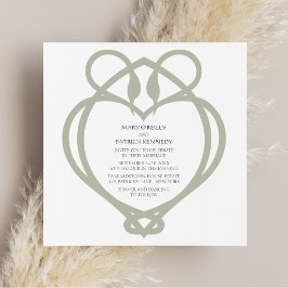 Sage Green Irish Celtic Swan Love Knot Wedding Kaart