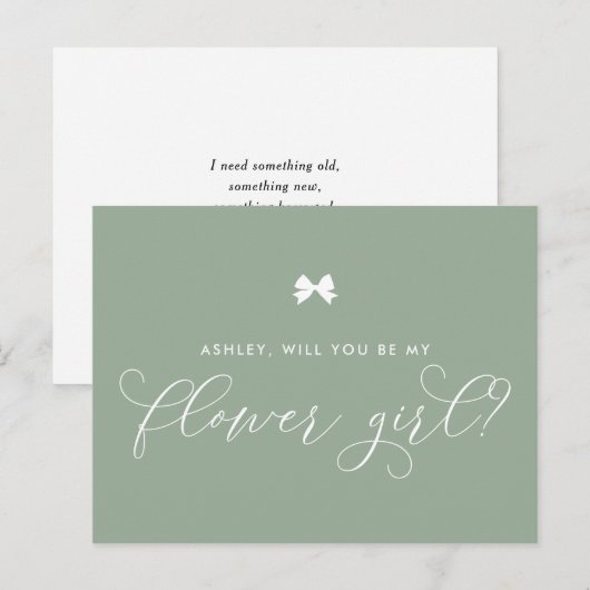Sage Green is m'n Kaart op Bloemenmeisje (Voorkant / Achterkant)